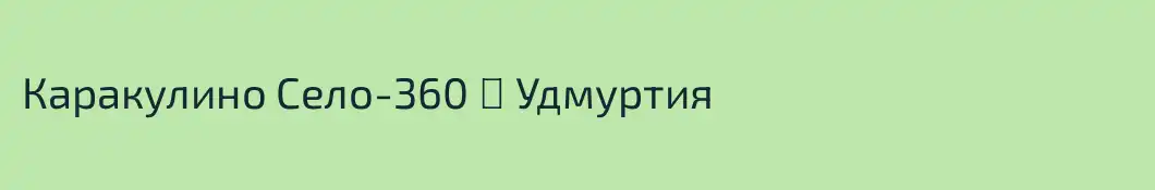 Каракулино Село-360 ゚ Удмуртия